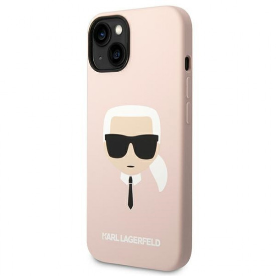 Karl Lagerfeld KLHMP14MSLKHLP Apple iPhone 14 Plus hardcase light pink Silicone Karl`s Head Magsafe