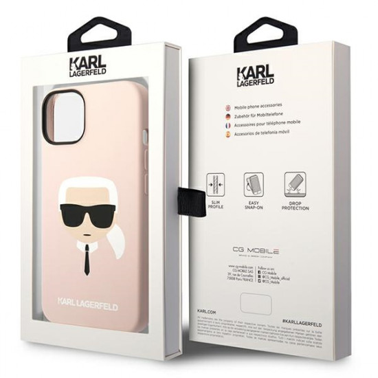 Karl Lagerfeld KLHMP14MSLKHLP Apple iPhone 14 Plus hardcase light pink Silicone Karl`s Head Magsafe