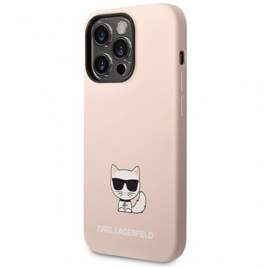 Karl Lagerfeld KLHCP14LSLCTPI Apple iPhone 14 Pro hardcase light pink Silicone Choupette Body