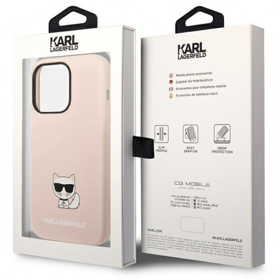 Karl Lagerfeld KLHCP14LSLCTPI Apple iPhone 14 Pro hardcase light pink Silicone Choupette Body