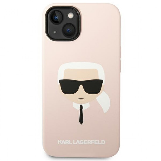 Karl Lagerfeld KLHMP14SSLKHLP Apple iPhone 14 hardcase light pink Silicone Karl`s Head Magsafe