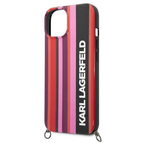 Karl Lagerfeld KLHCP14SSTSTP Apple iPhone 14 hardcase pink Color Stripes Strap