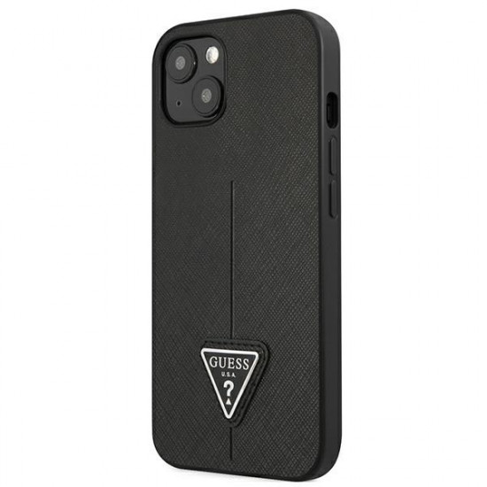 Guess GUHCP13SPSATLK Apple iPhone 13 mini black hardcase Saffiano Triangle Logo