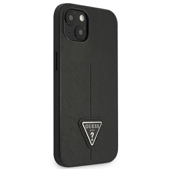 Guess GUHCP13SPSATLK Apple iPhone 13 mini black hardcase Saffiano Triangle Logo