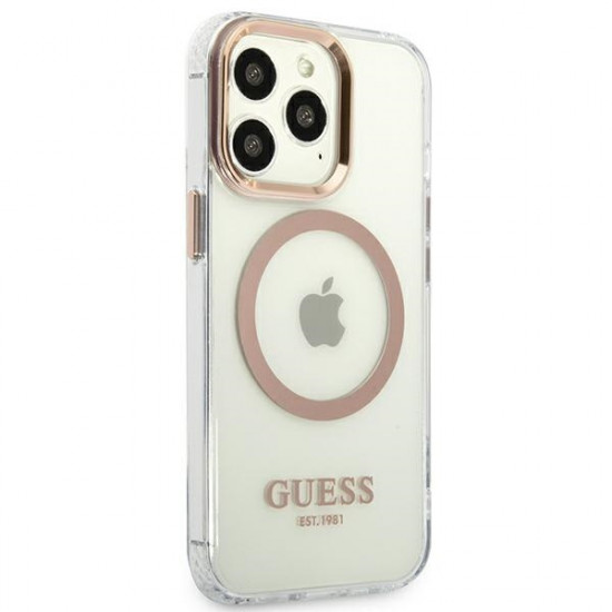 Guess GUHMP13LHTRMD Apple iPhone 13 Pro gold hard case Metal Outline Magsafe