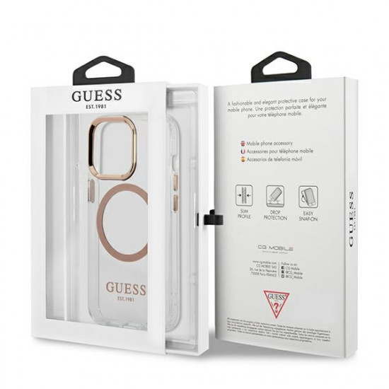 Guess GUHMP13LHTRMD Apple iPhone 13 Pro gold hard case Metal Outline Magsafe