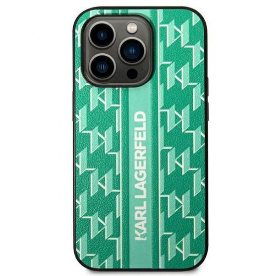 Karl Lagerfeld KLHCP14SPGKLSKN Apple iPhone 14 hardcase green Monogram Stripe