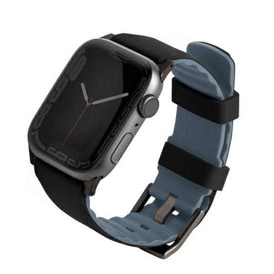 UNIQ Linus Band Apple Watch 4/5/6/7/SE/8/Ultra 44/45/49mm Airosoft Silicone midnight black