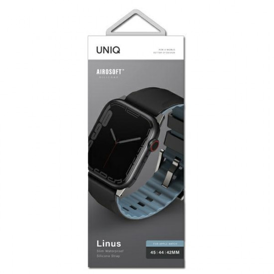 UNIQ Linus Band Apple Watch 4/5/6/7/SE/8/Ultra 44/45/49mm Airosoft Silicone midnight black