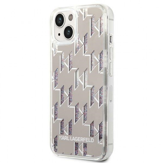 Karl Lagerfeld KLHCP14SLMNMS Apple iPhone 14 hardcase silver Liquid Glitter Monogram