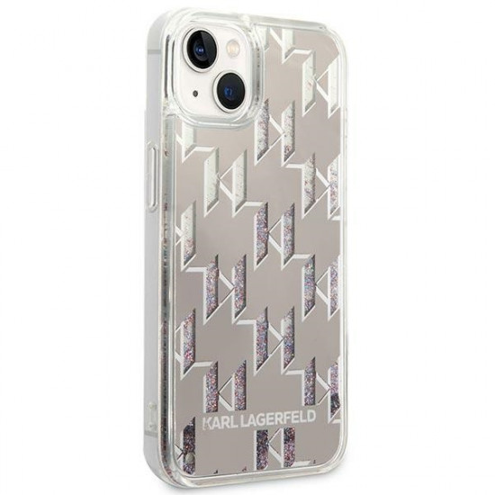 Karl Lagerfeld KLHCP14SLMNMS Apple iPhone 14 hardcase silver Liquid Glitter Monogram