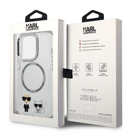 Karl Lagerfeld KLHMP14XHKCT Apple iPhone 14 Pro Max hardcase transparent Karl & Choupette Aluminium Magsafe