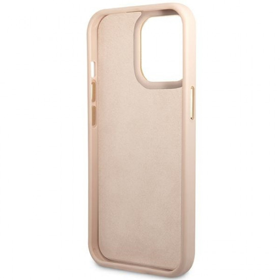 Guess GUHCP14LHG4SHP Apple iPhone 14 Pro pink hard case 4G Vintage Gold Logo