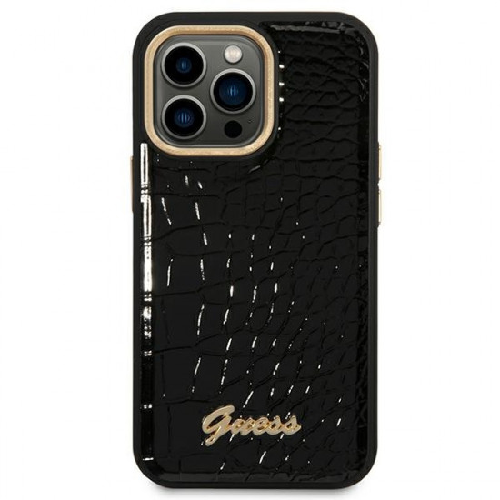 Guess GUHCP14LHGCRHK Apple iPhone 14 Pro black hardcase Croco Collection