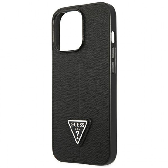 Guess GUHCP14LPSATLK Apple iPhone 14 Pro black hardcase SaffianoTriangle Logo