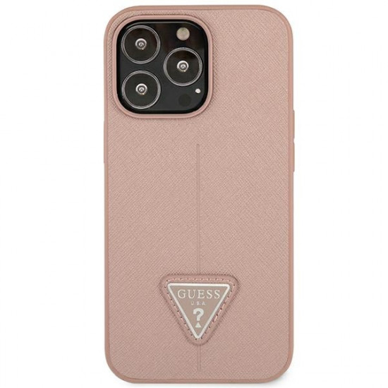 Guess GUHCP14LPSATLP Apple iPhone 14 Pro pink hardcase SaffianoTriangle Logo