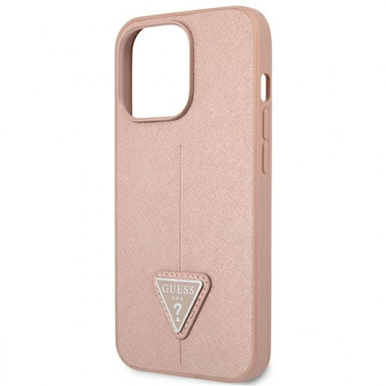 Guess GUHCP14LPSATLP Apple iPhone 14 Pro pink hardcase SaffianoTriangle Logo