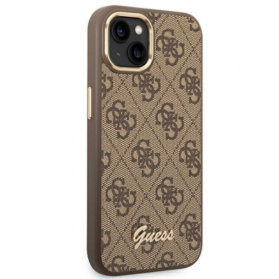 Guess GUHCP14MHG4SHW Apple iPhone 14 Plus brown hard case 4G Vintage Gold Logo