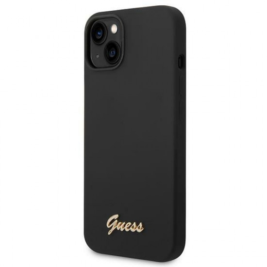 Guess GUHCP14MSLSMK Apple iPhone 14 Plus black hard case Silicone Vintage Gold Logo