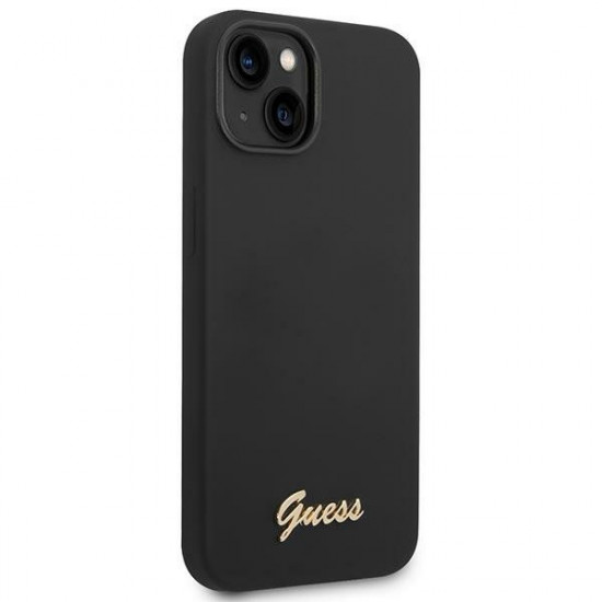 Guess GUHCP14MSLSMK Apple iPhone 14 Plus black hard case Silicone Vintage Gold Logo