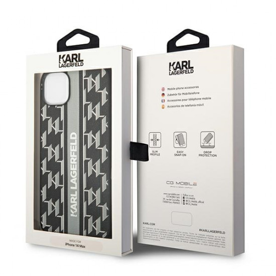 Karl Lagerfeld KLHCP14MPGKLSKG Apple iPhone 14 Plus hardcase grey Monogram Stripe