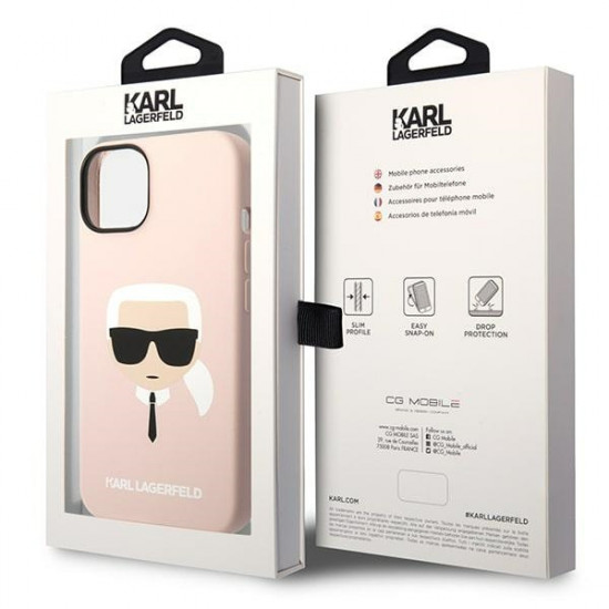 Karl Lagerfeld KLHCP14MSLKHLP Apple iPhone 14 Plus hardcase pink Silicone Karl`s Head