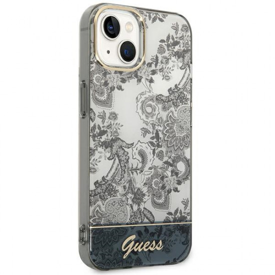 Guess GUHCP14SHGPLHG Apple iPhone 14 grey hardcase Porcelain Collection