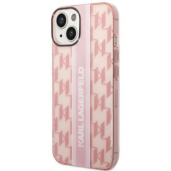 Karl Lagerfeld KLHCP14SHKLSPCP Apple iPhone 14 hardcase pink Mono Vertical Stripe