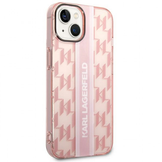 Karl Lagerfeld KLHCP14SHKLSPCP Apple iPhone 14 hardcase pink Mono Vertical Stripe