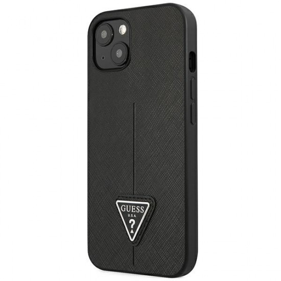 Guess GUHCP14SPSATLK Apple iPhone 14 black hardcase SaffianoTriangle Logo