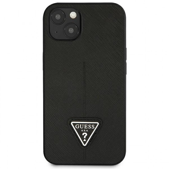 Guess GUHCP14SPSATLK Apple iPhone 14 black hardcase SaffianoTriangle Logo