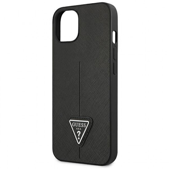 Guess GUHCP14SPSATLK Apple iPhone 14 black hardcase SaffianoTriangle Logo