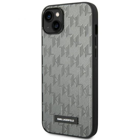 Karl Lagerfeld KLHCP14SSAKLHPG Apple iPhone 14 hardcase grey Saffiano Mono Metal Logo