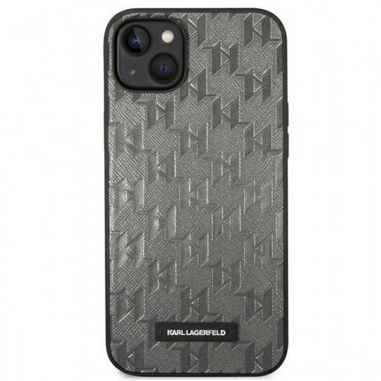 Karl Lagerfeld KLHCP14SSAKLHPG Apple iPhone 14 hardcase grey Saffiano Mono Metal Logo