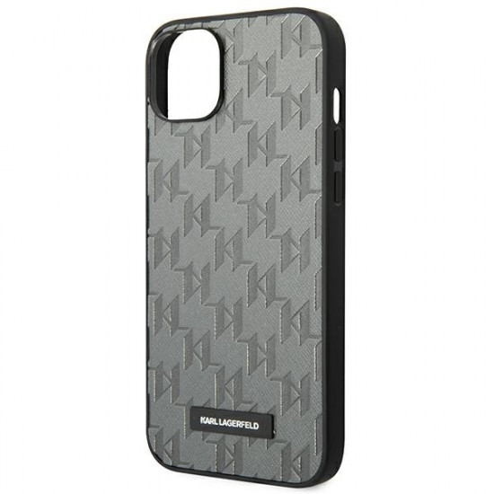 Karl Lagerfeld KLHCP14SSAKLHPG Apple iPhone 14 hardcase grey Saffiano Mono Metal Logo