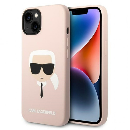 Karl Lagerfeld KLHCP14SSLKHLP Apple iPhone 14 hardcase pink Silicone Karl`s Head