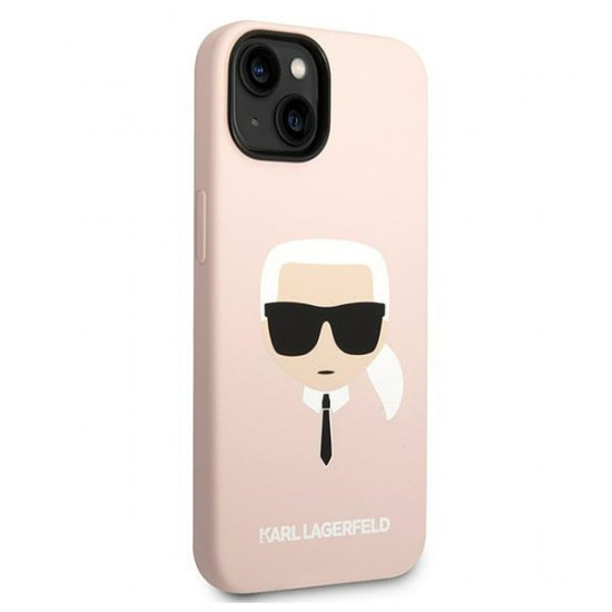 Karl Lagerfeld KLHCP14SSLKHLP Apple iPhone 14 hardcase pink Silicone Karl`s Head