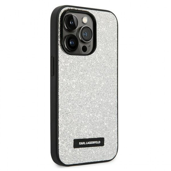 Karl Lagerfeld KLHCP14XG2ELS Apple iPhone 14 Pro Max hardcase silver Glitter Plaque Logo