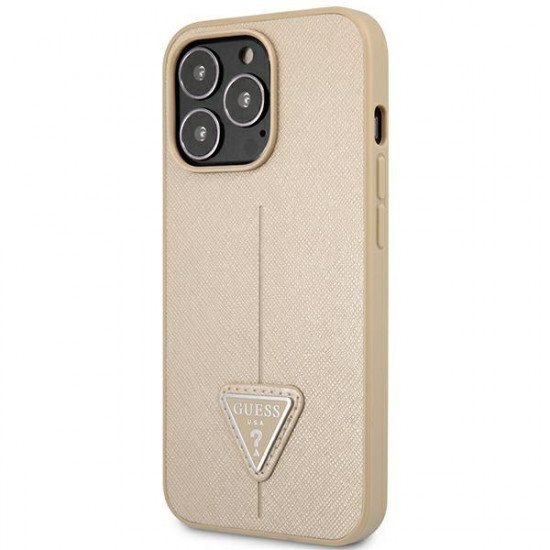 Guess GUHCP14XPSATLE Apple iPhone 14 Pro Max beżowy/beige hardcase SaffianoTriangle Logo