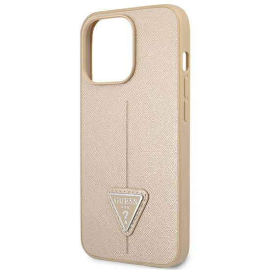 Guess GUHCP14XPSATLE Apple iPhone 14 Pro Max beżowy/beige hardcase SaffianoTriangle Logo