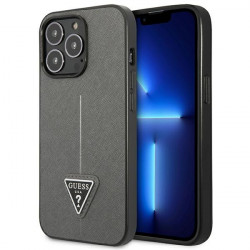 Guess GUHCP14XPSATLG Apple iPhone 14 Pro Max silver hardcase SaffianoTriangle Logo Guess GUHCP14XPSATLG Apple iPhone 14 Pro Max silver hardcase SaffianoTriangle Logo
