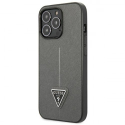 Guess GUHCP14XPSATLG Apple iPhone 14 Pro Max silver hardcase SaffianoTriangle Logo Guess GUHCP14XPSATLG Apple iPhone 14 Pro Max silver hardcase SaffianoTriangle Logo