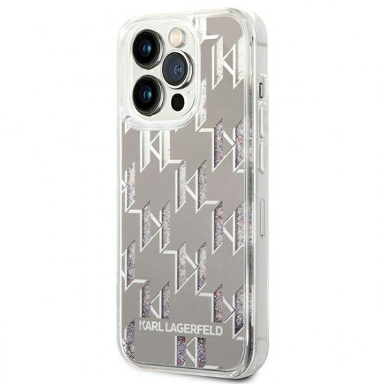 Karl Lagerfeld KLHCP14XLMNMS Apple iPhone 14 Pro Max hardcase silver Liquid Glitter Monogram