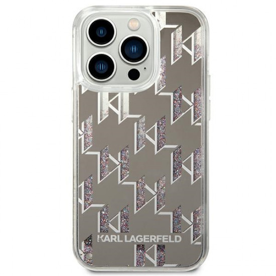 Karl Lagerfeld KLHCP14XLMNMS Apple iPhone 14 Pro Max hardcase silver Liquid Glitter Monogram