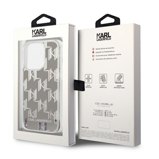 Karl Lagerfeld KLHCP14XLMNMS Apple iPhone 14 Pro Max hardcase silver Liquid Glitter Monogram