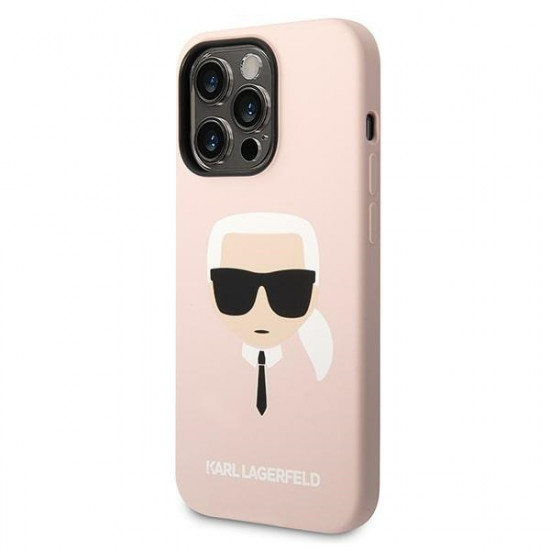 Karl Lagerfeld KLHMP14XSLKHLP Apple iPhone 14 Pro Max hardcase light pink Silicone Karl`s Head Magsafe