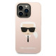 Karl Lagerfeld KLHMP14XSLKHLP Apple iPhone 14 Pro Max hardcase light pink Silicone Karl`s Head Magsafe