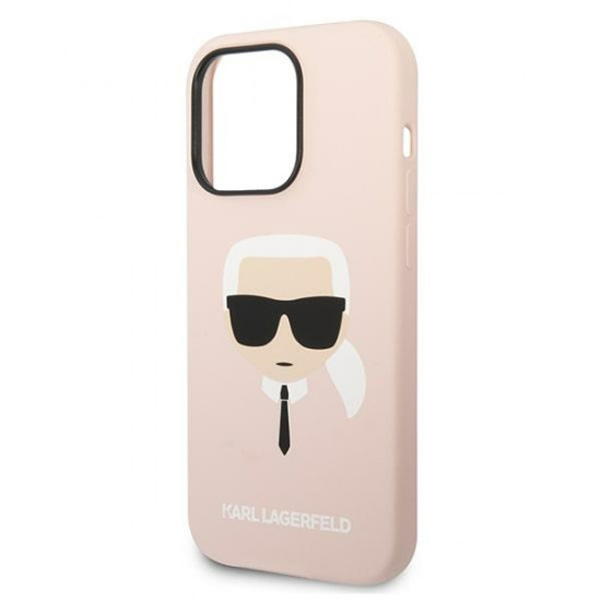 Karl Lagerfeld KLHMP14XSLKHLP Apple iPhone 14 Pro Max hardcase light pink Silicone Karl`s Head Magsafe