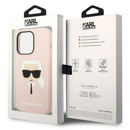 Karl Lagerfeld KLHMP14XSLKHLP Apple iPhone 14 Pro Max hardcase light pink Silicone Karl`s Head Magsafe