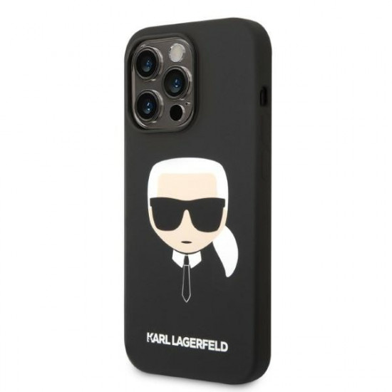 Karl Lagerfeld KLHMP14LSLKHBK Apple iPhone 14 Pro hardcase black Silicone Karl`s Head Magsafe